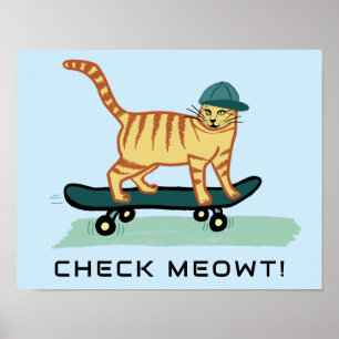 Póster Skateboarding Tabby Gato PERSONALIZADO Típico
