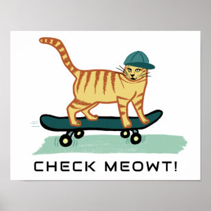 Póster Skateboarding Tabby Gato PERSONALIZADO Típico