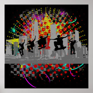 Póster Skateboarding urbana