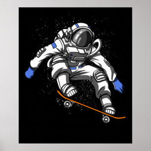 Póster Skater Astronauta Skateboarding Espacio Cósmico