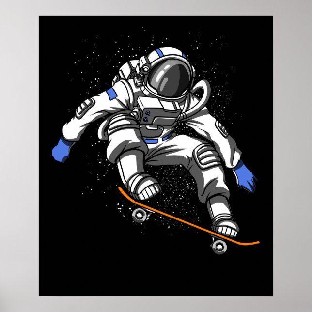 Póster Skater Astronauta Skateboarding Espacio Cósmico (Frente)