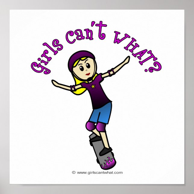 Póster Skater Chica ligero con casco (Frente)