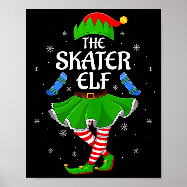 Póster Skater Elf Christmas Family Girls Women Elf Squad  (Frente)