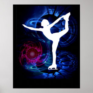 Póster Skater gráfico sobre hielo tecnicolor
