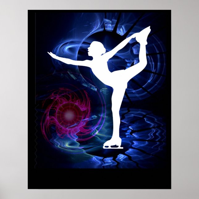 Póster Skater gráfico sobre hielo tecnicolor (Frente)