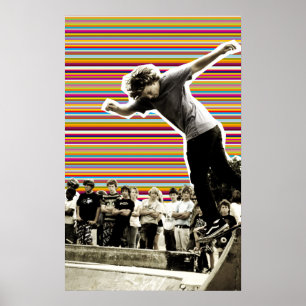 Póster Skater Stripes Skateboarding Bowl