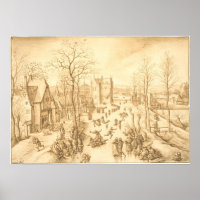 Skaters de invierno - Poster Bella Artes Hans Bol