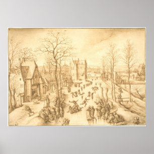 Póster Skaters de invierno - Poster Bella Artes Hans Bol