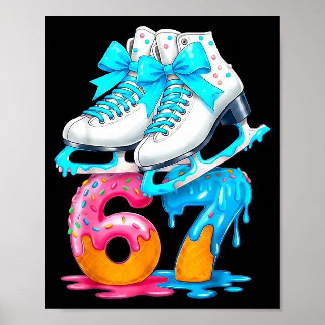 Póster Skating Ice Cream Drip Number 67 Player 67th Birth (Frente)