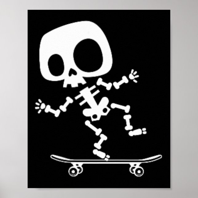 Póster Skeletboard Skateboard Halloween Disstume divertid (Frente)