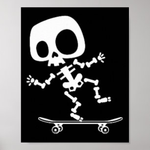 Póster Skeletboard Skateboard Halloween Disstume divertid