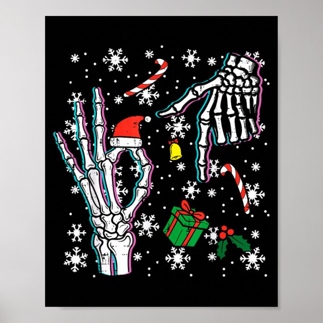 Póster Skeleton 67 Meme Funny Christmas 6 7 Boys Youth Te (Frente)