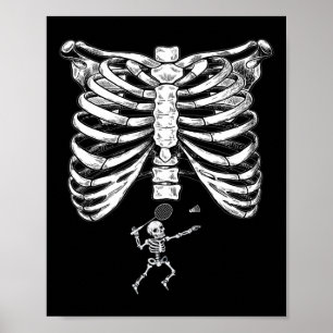 Póster Skeleton Badminton Embarazo Halloween Smash Shutt