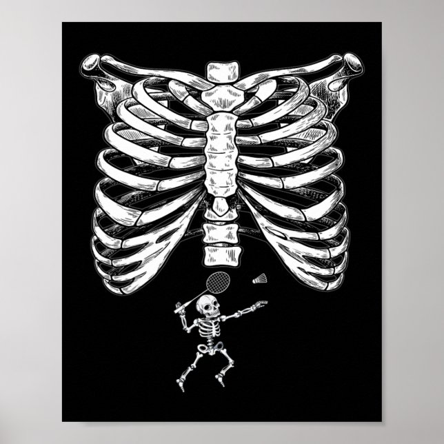 Póster Skeleton Badminton Embarazo Halloween Smash Shutt (Frente)