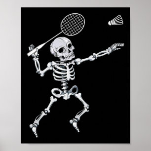 Póster Skeleton Badminton Smash Shuttle Halloween