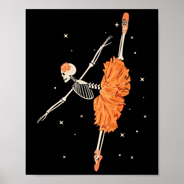 Póster Skeleton bailando Ballet Ballet Dance Halloween (Frente)