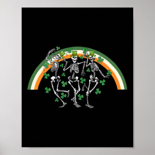 Póster Skeleton bailando el Día de la cerveza irlandesa D
