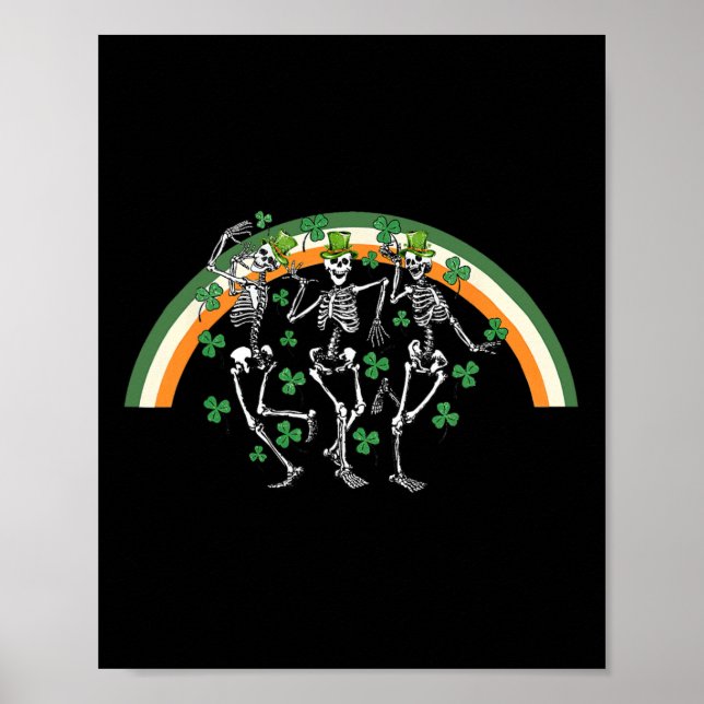 Póster Skeleton bailando el Día de la cerveza irlandesa D (Frente)