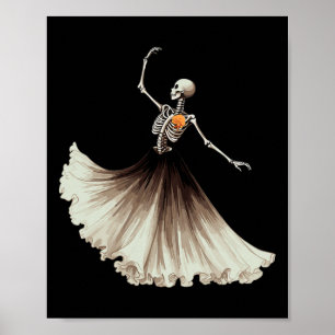 Póster Skeleton Ballerina Ballet Dance Halloween Mujeres