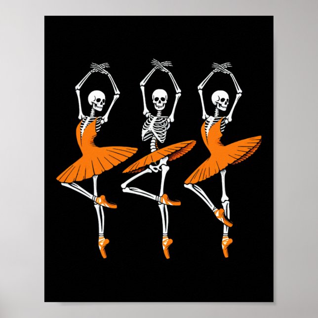 Póster Skeleton Ballerina, Chica femenina de baile gracio (Frente)