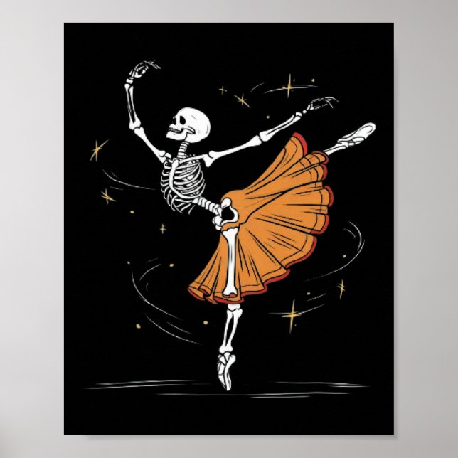 Póster Skeleton Ballerina Dance Halloween (Frente)