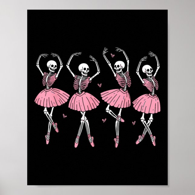 Póster Skeleton Ballerinas Ballet Dance Cute Chica Hallow (Frente)