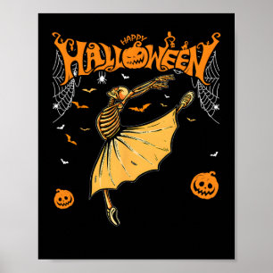 Póster Skeleton Ballerinas Ballet Dance Cute Halloween Co