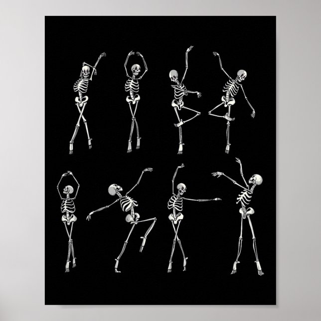 Póster Skeleton Ballerinas Chica de disfraces de Hallowee (Frente)