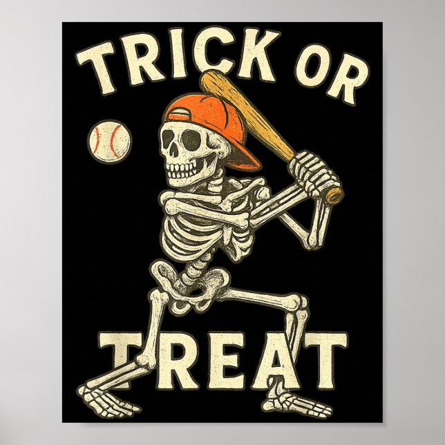 Póster Skeleton Baseball Halloween Costume Funny Men Boys (Frente)