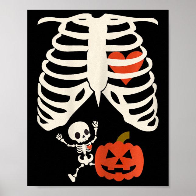 Póster Skeleton Bebé Halloween Embarazo Ropa de parejas (Frente)