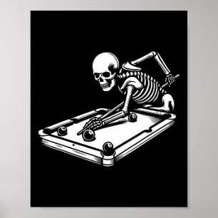 Póster Skeleton Billiards Halloween Pool Snooker Billiard