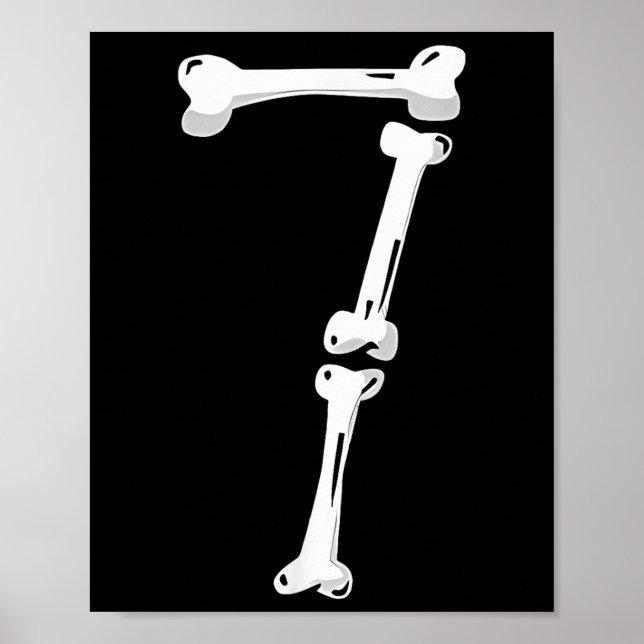 Póster Skeleton Bone Number 7 Creepy Number 67 Six Seven  (Frente)
