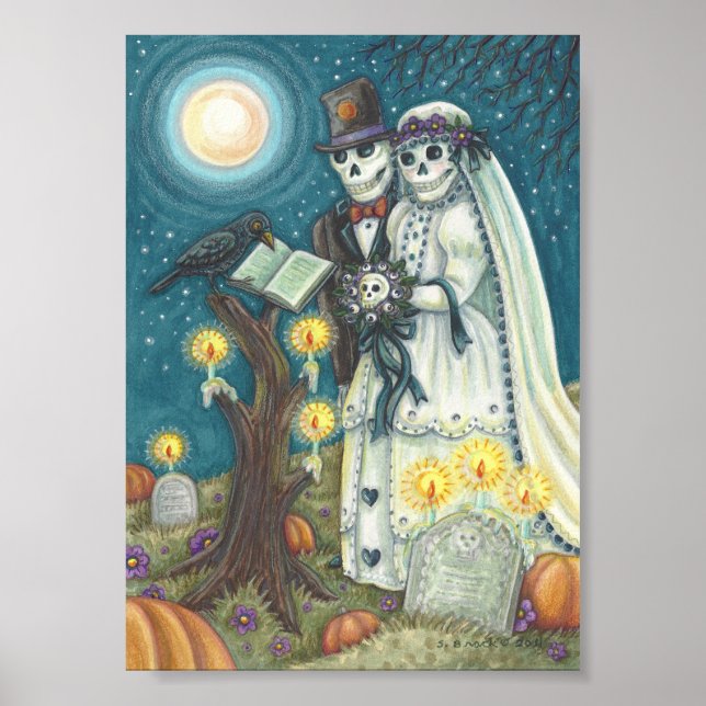 PÓSTER SKELETON BRIDE & GROOM, POSTER BODA DE CEMETERÍA (Frente)
