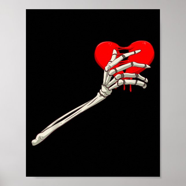 Póster Skeleton Broken Heart Bones Divorce Breakup Heartb (Frente)