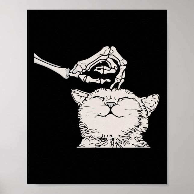 Póster Skeleton Cat Hand Lazy Halloween disfraz Guay Bone (Frente)