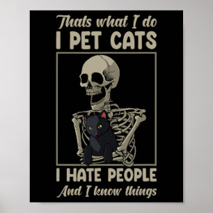 Póster Skeleton Cat Kitten Lover Grumpy Skull Mascota O