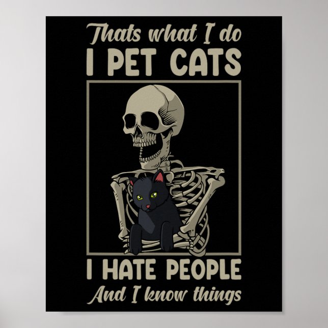 Póster Skeleton Cat Kitten Lover Grumpy Skull Mascota O (Frente)