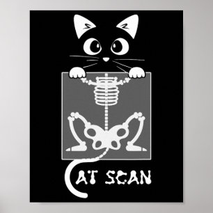 Póster Skeleton Cat Scan Ct Scanny Gracioso X Ray Pun Mem
