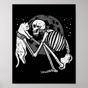Póster Skeleton Cat Skull Kitty Cute Gótico Halloween Hom