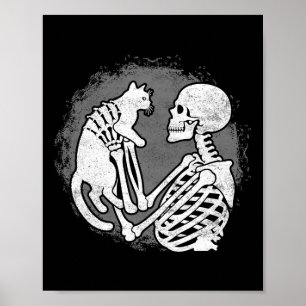 Póster Skeleton Cat Skull Kitty Cute Halloween Halloween 