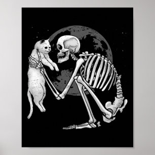Póster Skeleton Cat Skull Kitty Típico Fantasma Halloween