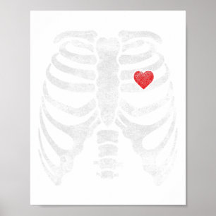 Póster Skeleton Corazón Rib Cage Rayos X Niños adultos Di