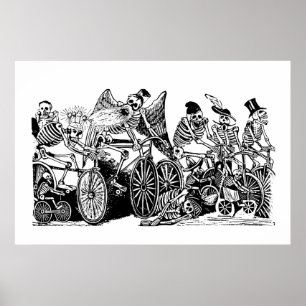 Póster Skeleton Cyclists by José Guadalupe Posada