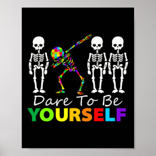 Póster Skeleton Dabbing se atreve a ser autismo divertido