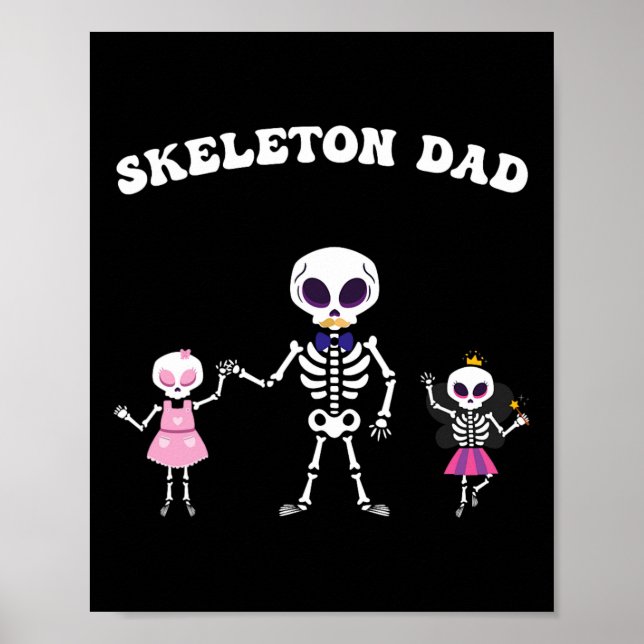 Póster Skeleton Dad Halloween Disstume Funny Skull (Frente)