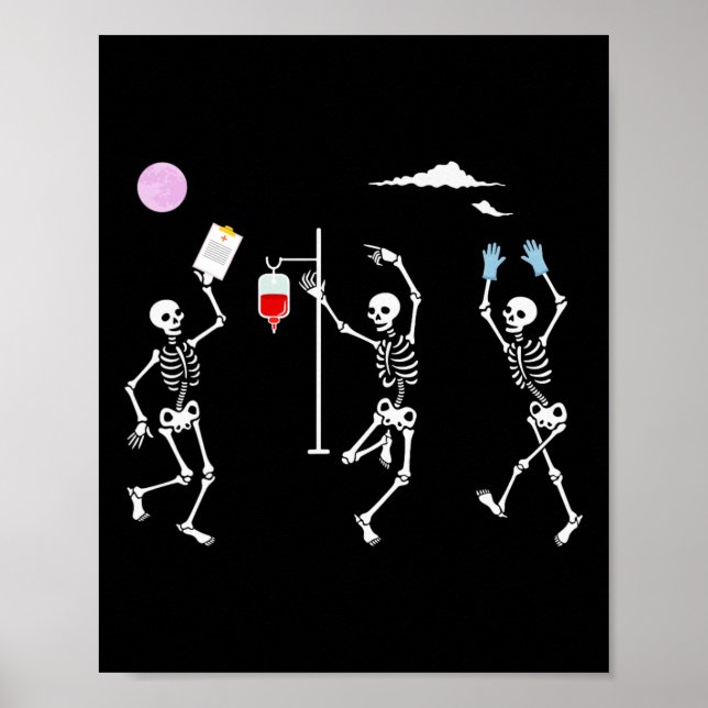 Póster Skeleton Dancing Funny Nurse Skeleton Halloween He (Frente)