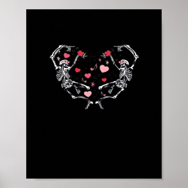 Póster Skeleton Dancing Heart El día de San Valentín Gift (Frente)