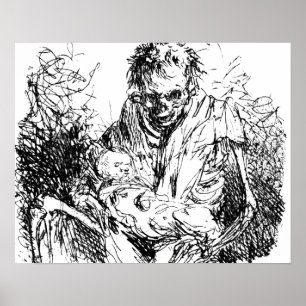 Póster Skeleton de la muerte Lista de escritura Macabre H