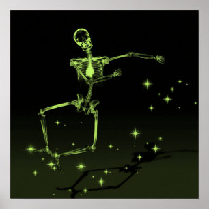 Póster Skeleton de Rayos X bailando - Lime Green