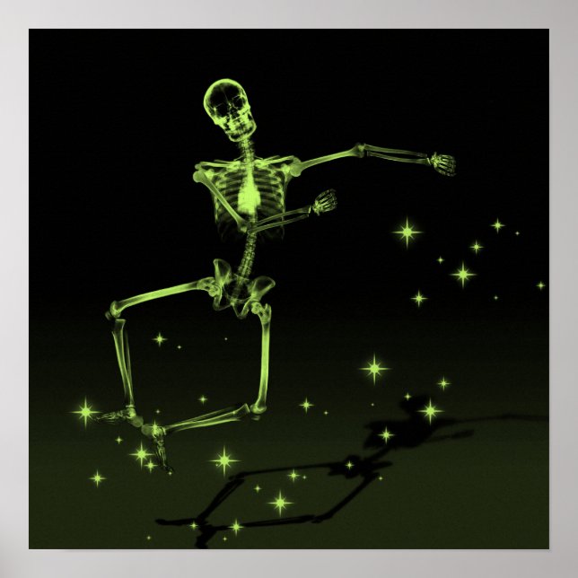 Póster Skeleton de Rayos X bailando - Lime Green (Frente)